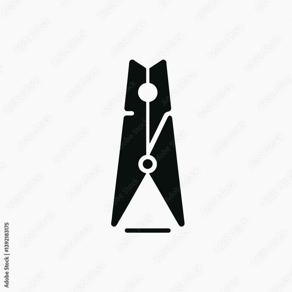 very simple flat and single minimalist Clothes Peg Silhouettes in black on a white background very simple flat and single minimalist Clothes Peg Silhouettes in black on a white background