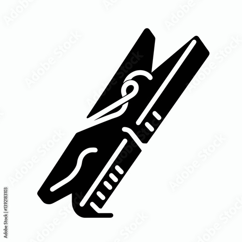  very simple flat and single minimalist Clothes Peg Silhouettes in black on a white background