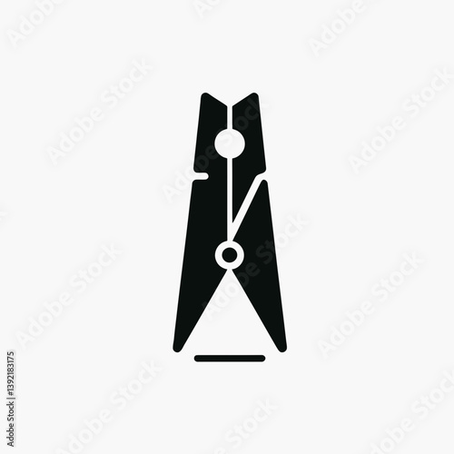  very simple flat and single minimalist Clothes Peg Silhouettes in black on a white background