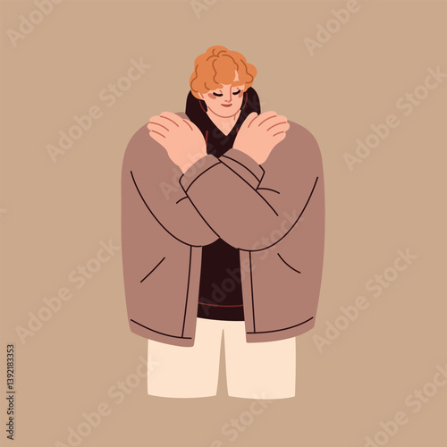 Person Hugging Themselves in Comfort. A person wrapping their arms around themselves, finding comfort and warmth