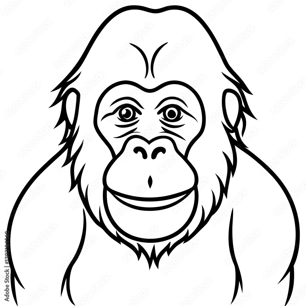 Minimalist Orangutan Line Art Vector Minimalist Orangutan Line Art Vector