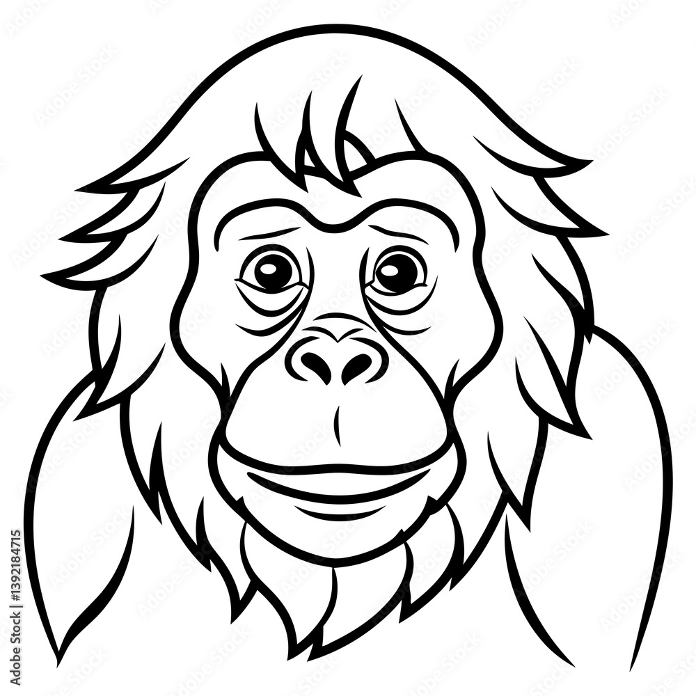 Minimalist Orangutan Line Art Vector Minimalist Orangutan Line Art Vector