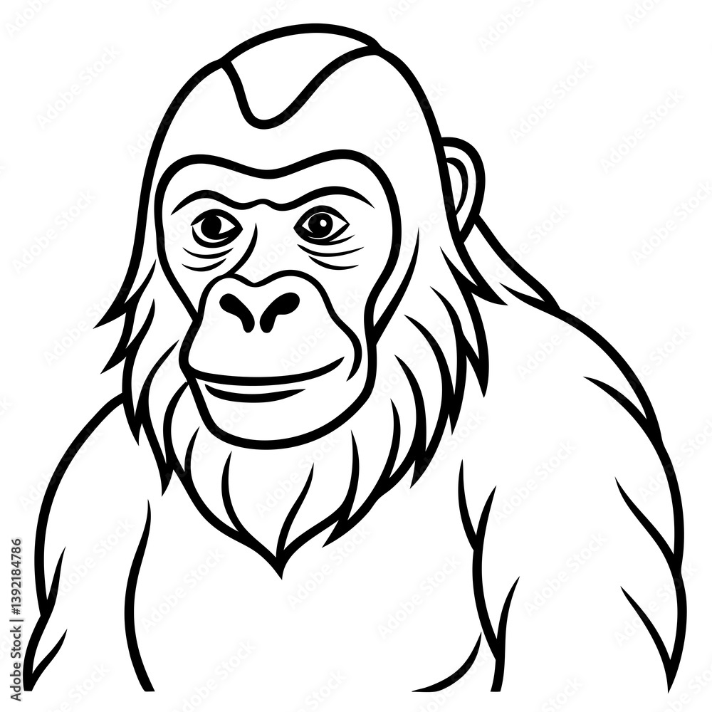 Minimalist Orangutan Line Art Vector Minimalist Orangutan Line Art Vector