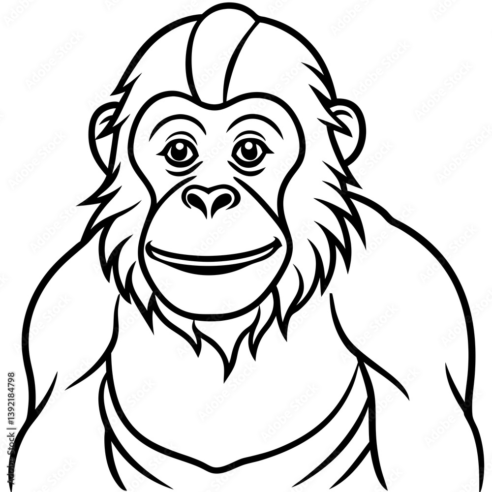 Minimalist Orangutan Line Art Vector Minimalist Orangutan Line Art Vector