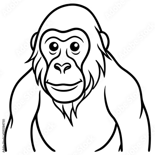 Minimalist Orangutan Line Art Vector