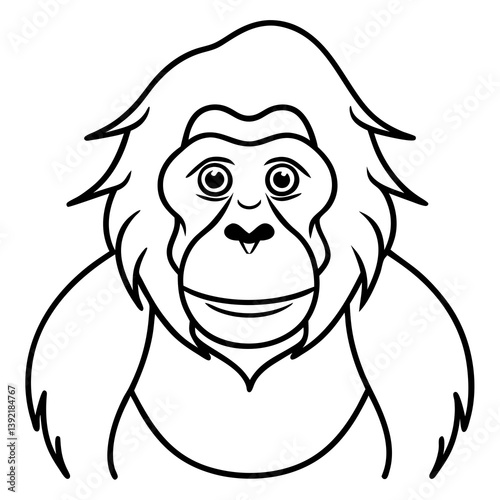 Minimalist Orangutan Line Art Vector