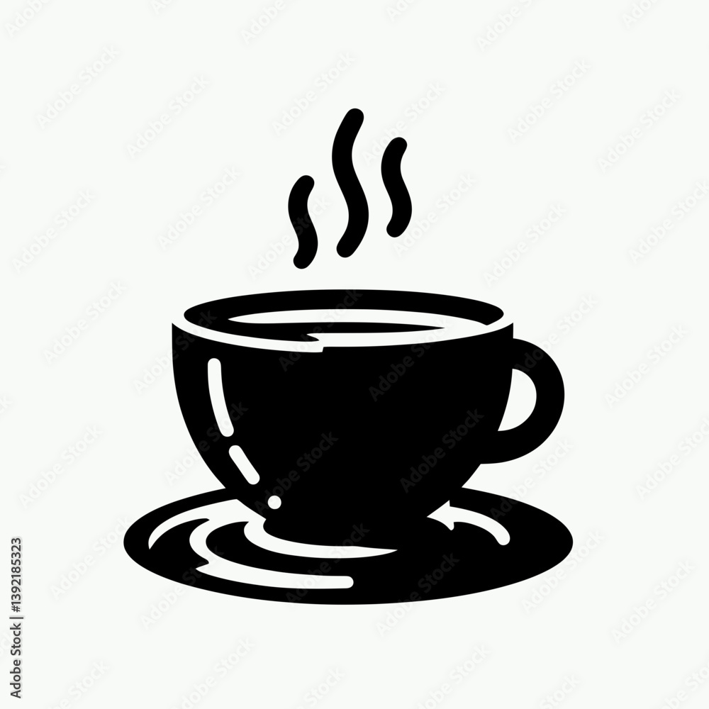 very simple flat and single minimalist Coffee Cup Rim Silhouettes in black on a white background very simple flat and single minimalist Coffee Cup Rim Silhouettes in black on a white background