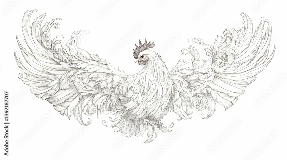 Obraz premium cockerel drawing illustration