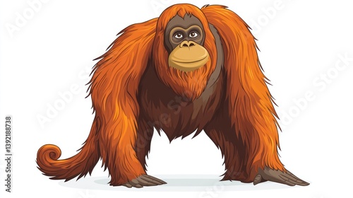 Orangutan, front view, zoological illustration, educational use photo