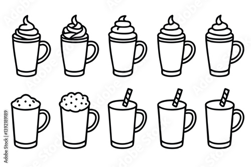 Mocha Line Art Creative Coffee Design for Wall Illustration  