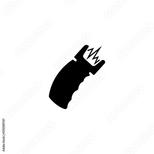 Black icon of electroshock weapon, taser with electrical discharge.