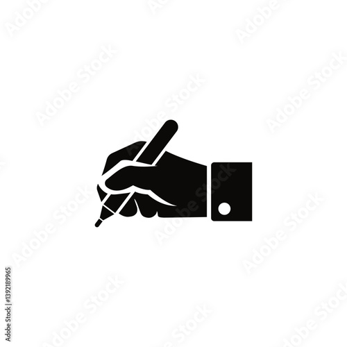 Vector icon of hand gripping pencil for creative design tasks.