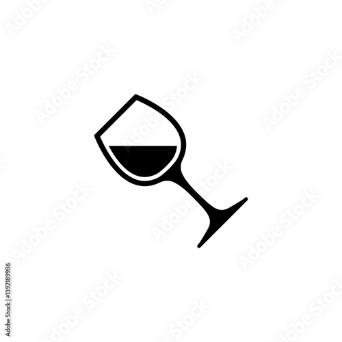 Sleek vector icon of wine glass with liquid, ideal for culinary and drink themes.