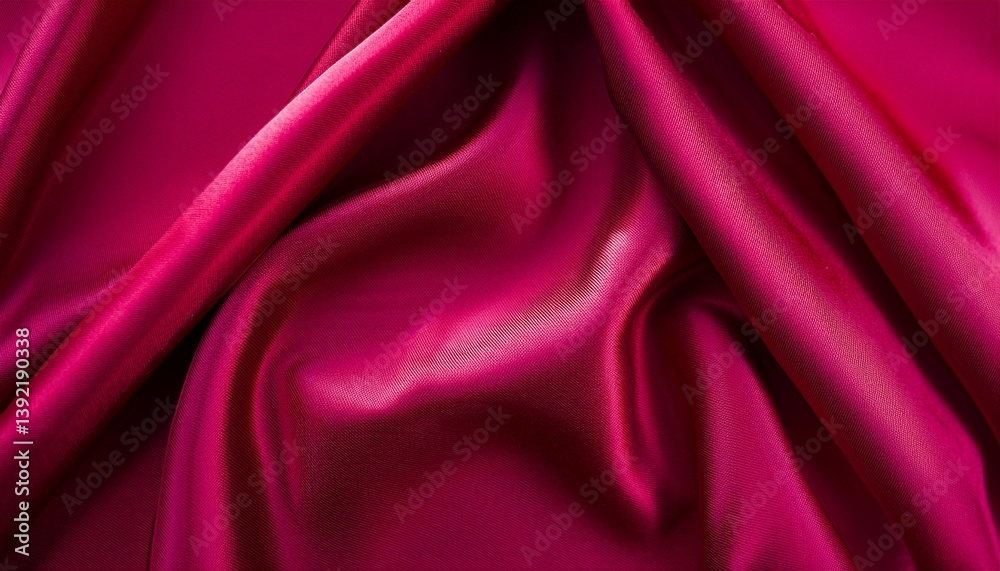 Obraz premium Raspberry red silk satin. Viva magenta. Color 2023. Draped fabric. Elegant background. Space for design. Flat lay