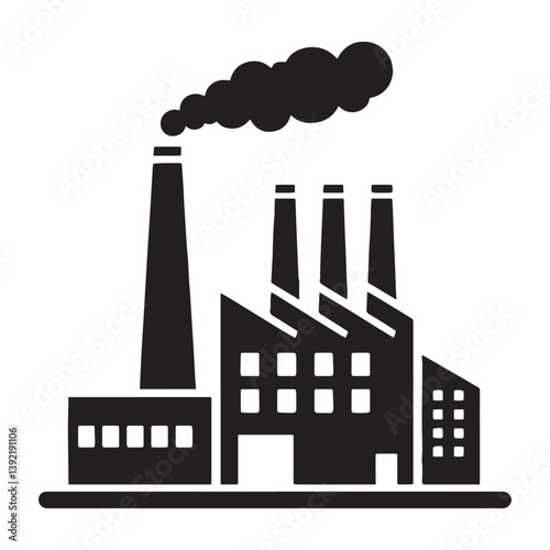 Automotive Factory silhouette, central to the world of car manufacturing – Factory illustration – Factory vector – Building silhouette

