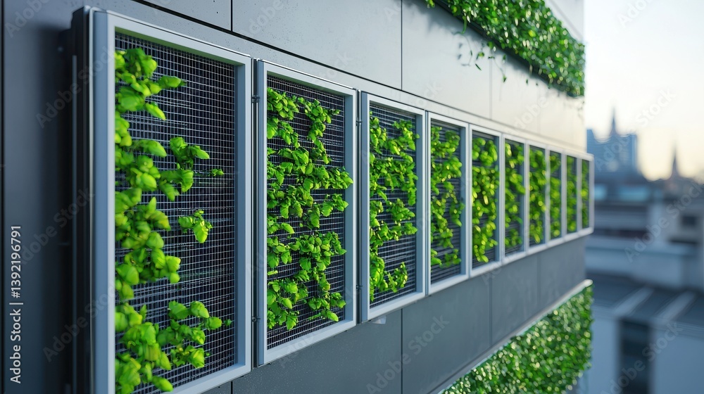 Fototapeta premium Photobioreactor panels generate sustainable bioenergy in a laboratory setting showcasing innovative green technology