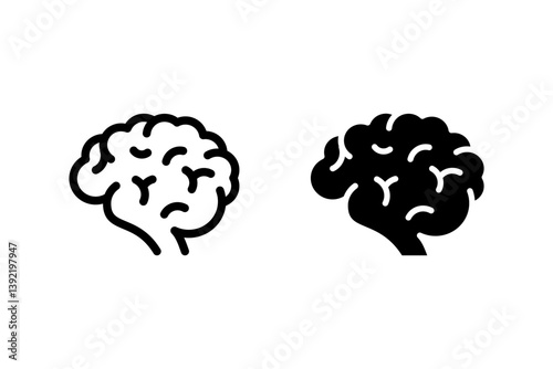 human brain icon in simple style. Perfect for medical, educational, or technology related designs. Isolated on transparent background