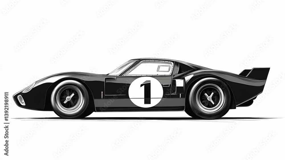 Fototapeta premium drawing race car illustration