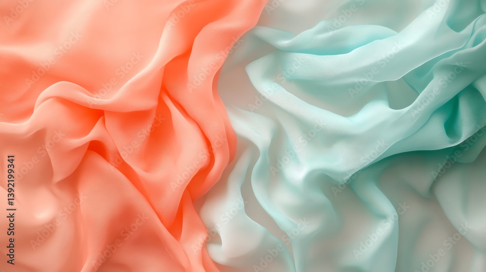 Obraz premium Soft silk fabric in coral and mint colors.