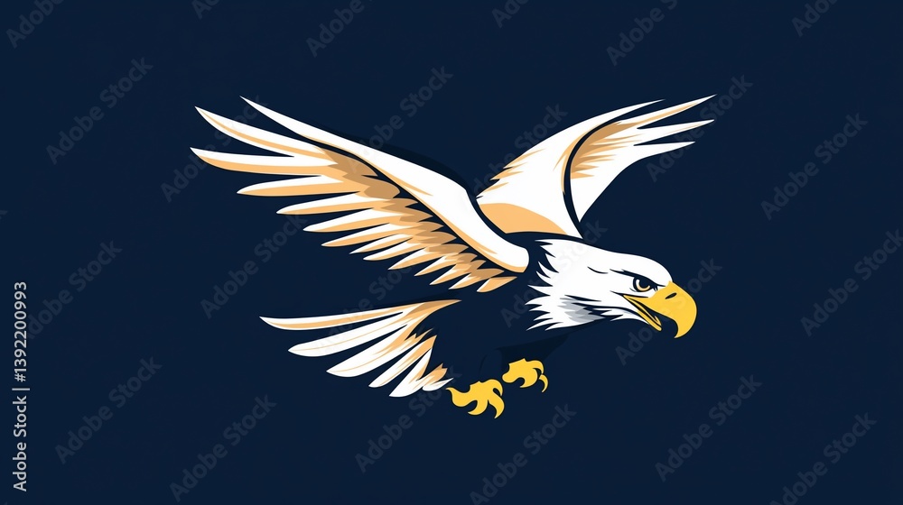 Obraz premium Majestic eagle soaring, dark background, mascot design