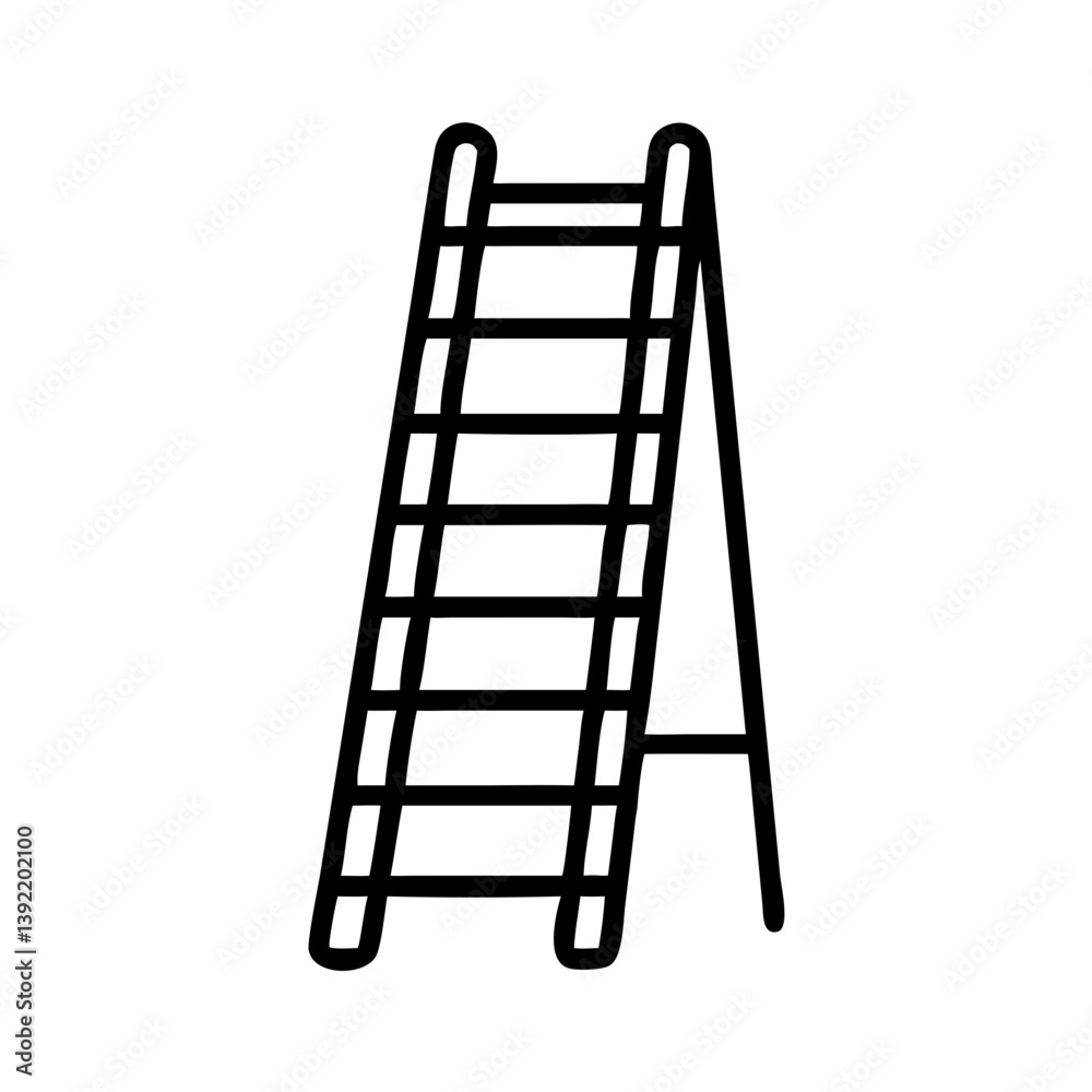 Ladder Illustration in Minimalist Style on White Background Ladder Illustration in Minimalist Style on White Background