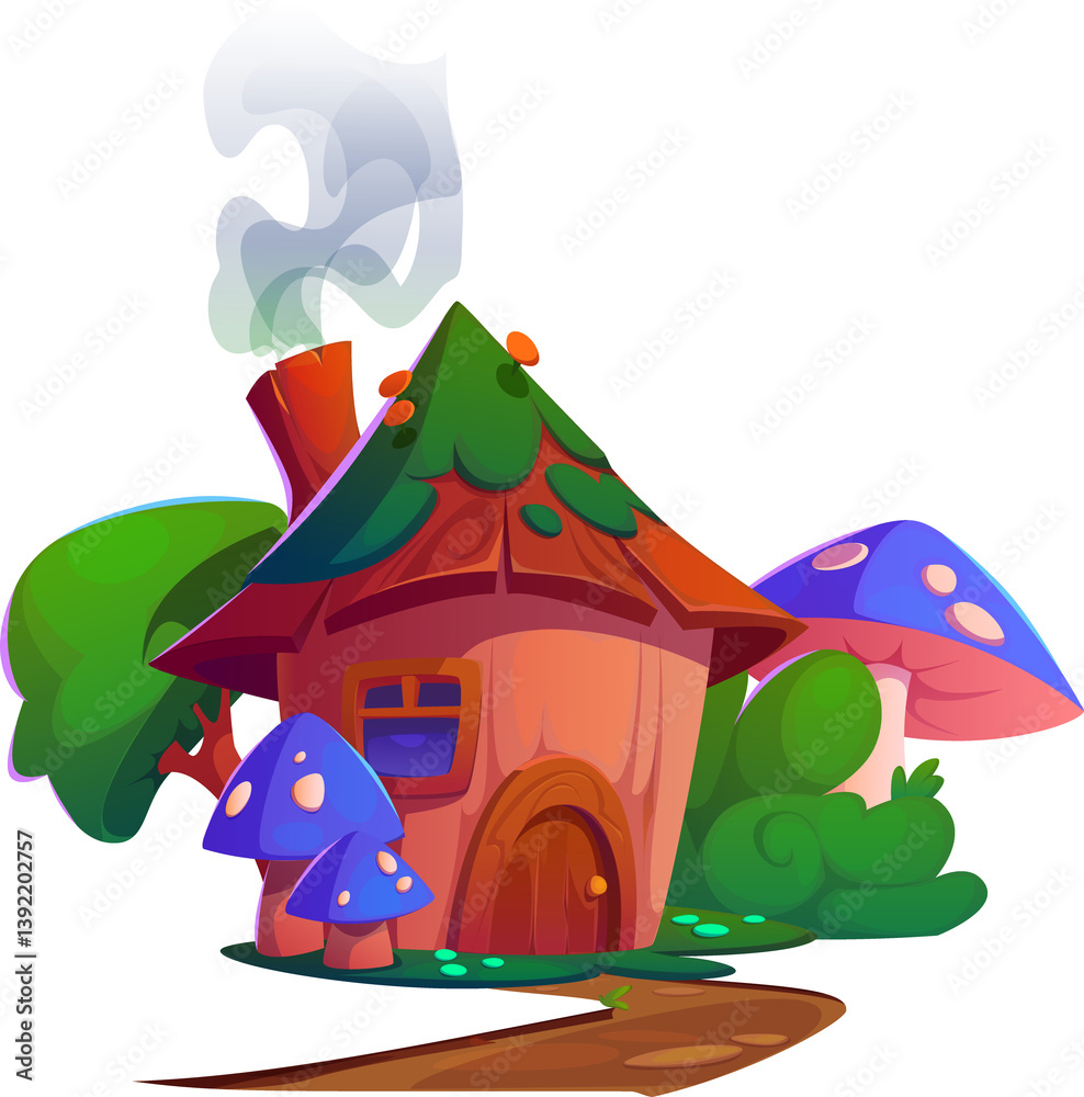 Naklejka premium Cute Mushroom House