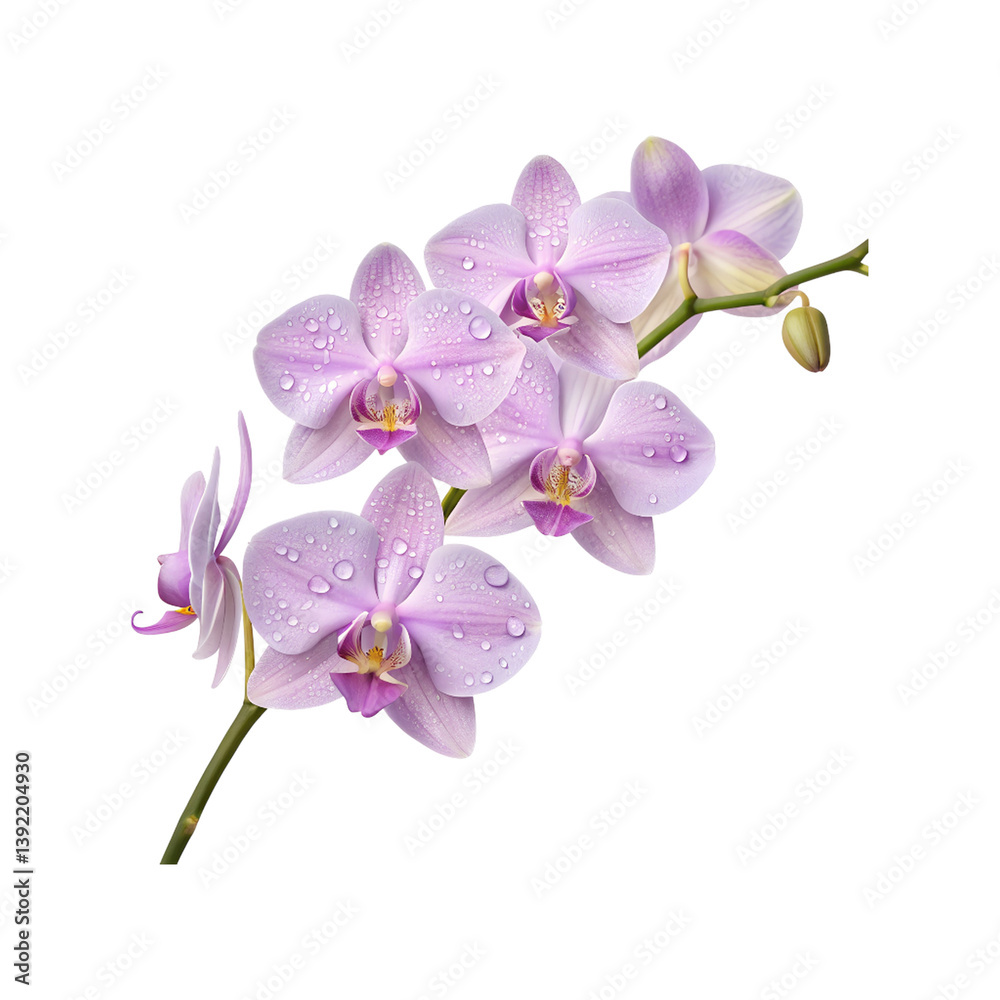 Beautiful Purple Orchid Branch with Dew Drops Isolated on Gray Background transparent background Generative AI Beautiful Purple Orchid Branch with Dew Drops Isolated on Gray Background transparent background Generative AI