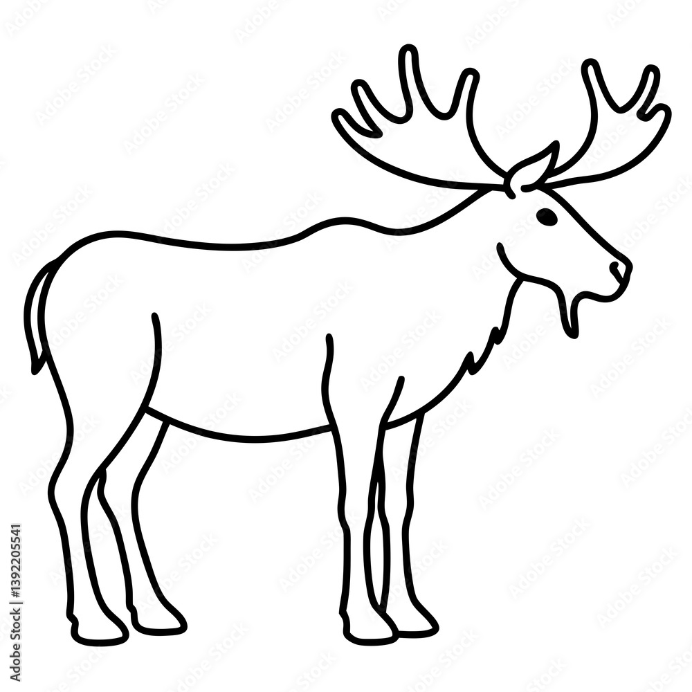 One-Contour Moose Vector Sketch One-Contour Moose Vector Sketch