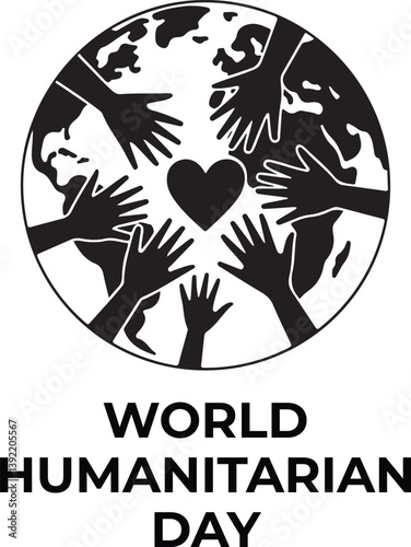 World Humanitarian Day background design | Depicting Hands Holding Heart Shaped Earth | Banner template | Care help | vector illustration for world humanitarian day 