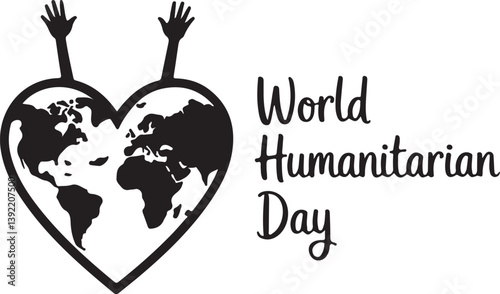 World Humanitarian Day background design | Depicting Hands Holding Heart Shaped Earth | Banner template | Care help | vector illustration for world humanitarian day 