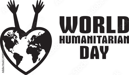 World Humanitarian Day background design | Depicting Hands Holding Heart Shaped Earth | Banner template | Care help | vector illustration for world humanitarian day 