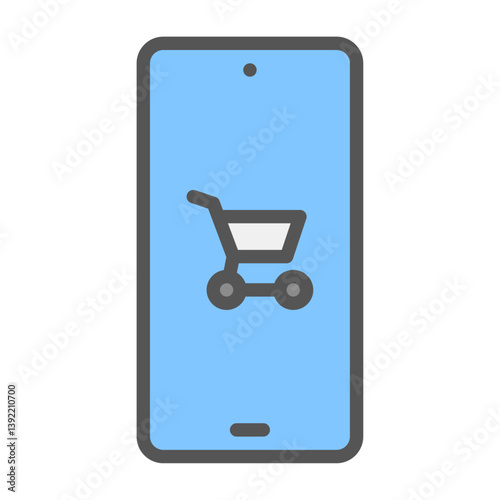 online shopping filled outline icon. online shop color line illustration.