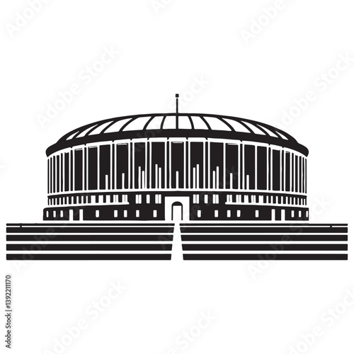 Iconic Stadium silhouette, showcasing the power and energy of athletic arenas – Stadium illustration – Minimalist stadium vector – Building silhouette

