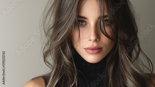 Poised elegance, soft light, flowing hair, earthy tones, Ultra-Realistic, Photo Realistic, highly detailed, Fashion editorial Concept 