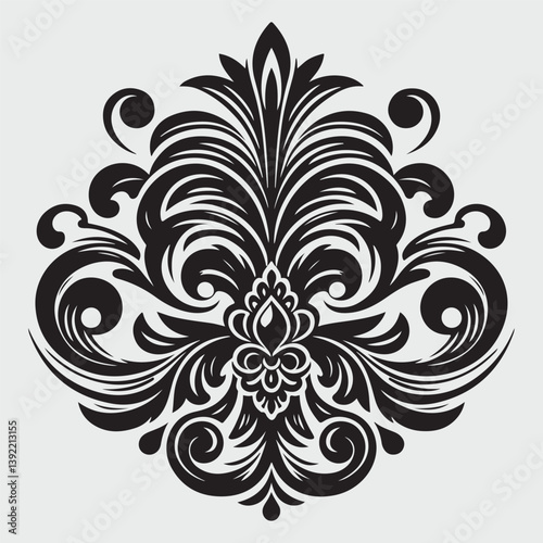 Luxury Black Decorative Element Flat Black Logo On White Background