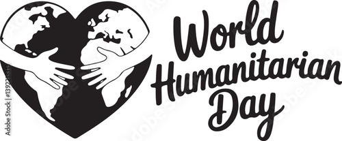 World Humanitarian Day background design | Depicting Hands Holding Heart Shaped Earth | Banner template | Care help | vector illustration for world humanitarian day 