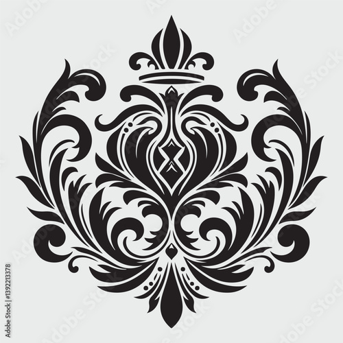 Luxury Black Decorative Element Flat Black Logo On White Background