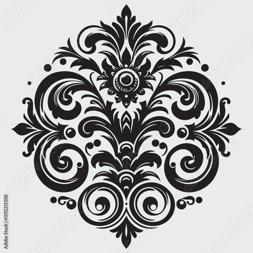 Luxury Black Decorative Element Flat Black Logo On White Background