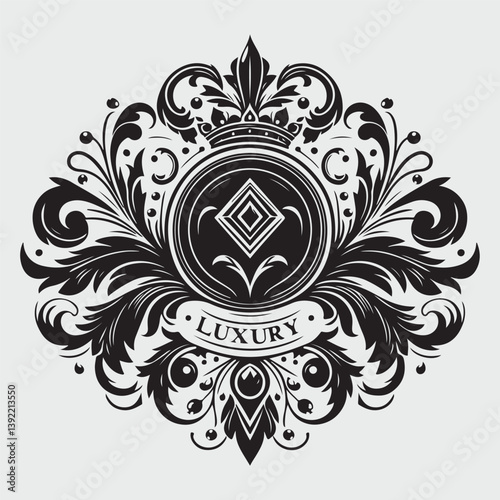 Luxury Black Decorative Element Flat Black Logo On White Background