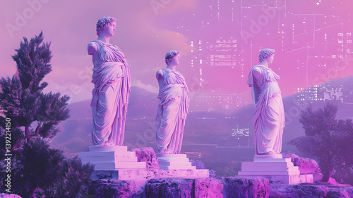 Ethereal Nexus: Where Ancient Souls Meet the Digital Dreamscape in a Symphony of Pink