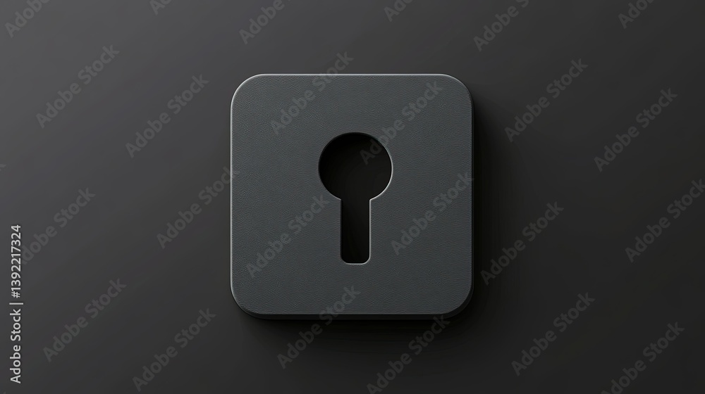 A minimalist lock icon in dark grey, with a small keyhole in the center, representing security or privacy, on a rounded square button. A minimalist lock icon in dark grey, with a small keyhole in the center, representing security or privacy, on a rounded square button.