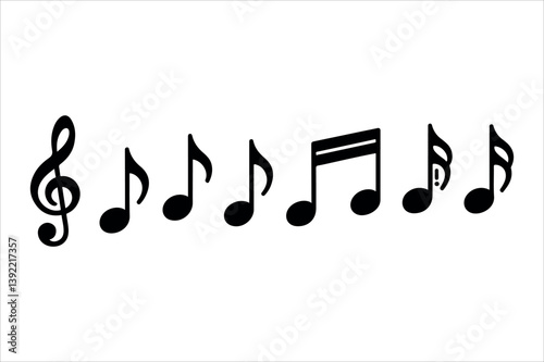 Music notes vector illustration icon is a musical design symbol