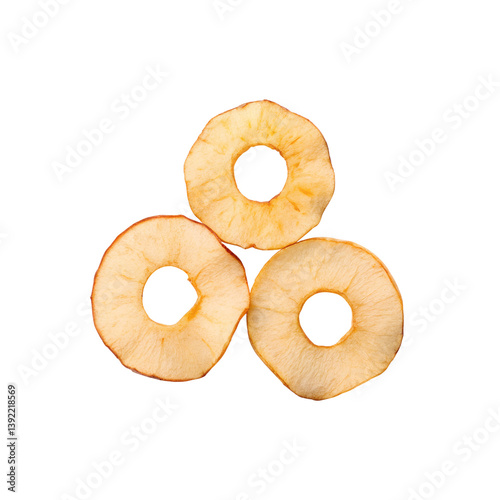 Delicious Dried Apple Rings Arranged in a Flower Shape on Gray Background isolated on white or transparent background Genarative AI