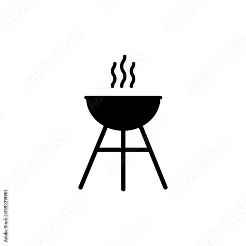 Grill bbq icon vector pictogram fire symbol. Grill barbecue roaster party smoke cook logo icon
