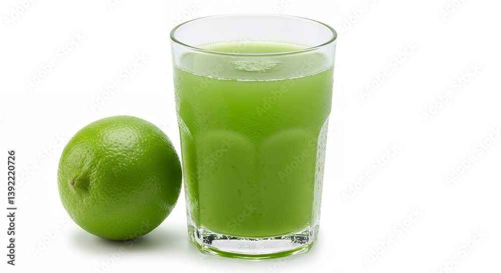 Enjoying Refreshing Lime Juice Freshly Squeezed on White Background Enjoying Refreshing Lime Juice Freshly Squeezed on White Background