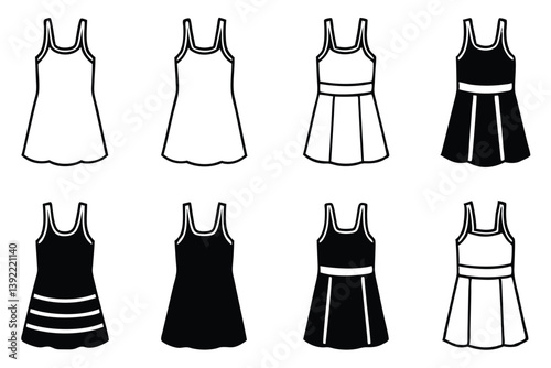 pinafore line art retro outfit drawing simple hand drawn style