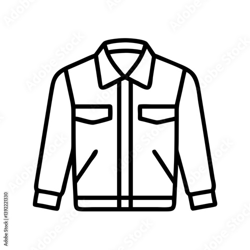 Explore stylish outerwear: vector line art of a classic jacket with pockets and collar design for fashion