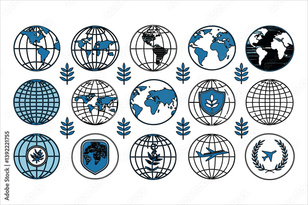 Globe icon set of easter eggs vector illustration Globe icon set of easter eggs vector illustration