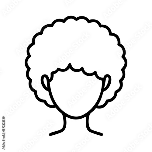 Afro hairstyle drawing outline vector design, curly hair illustration, black hair style for women design  char