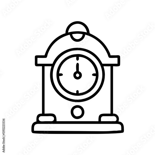 Outline drawing of a vintage mantel clock for home decor and timekeeping needs and antique collections